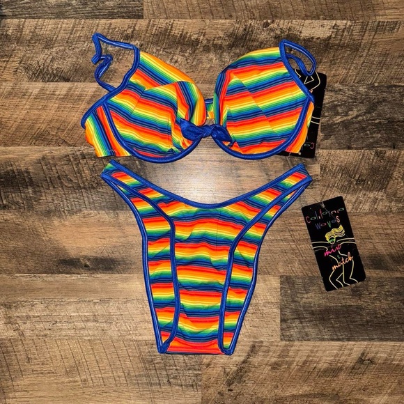 California Waves Other - Vintage 90s rainbow bikini set